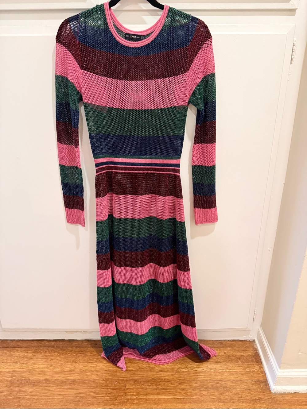 Zara Knit Metallic Striped Sweater Dress w/ Slip Sz S (with Slip)